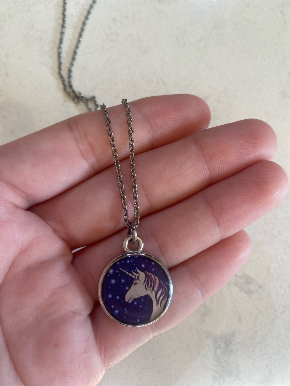 Unicorn silver pendant necklace